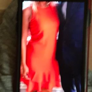 Sleeveless dress with ruffle bottom  red/orange